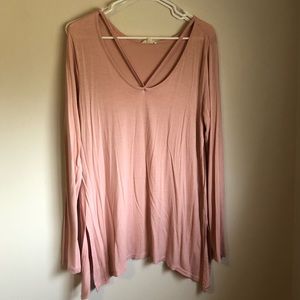 XL pink flowy long sleeve tunic